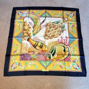 Salvatore Ferragamo Colorful Tropical Fish Silk Scarf - Women's Luxury Statement